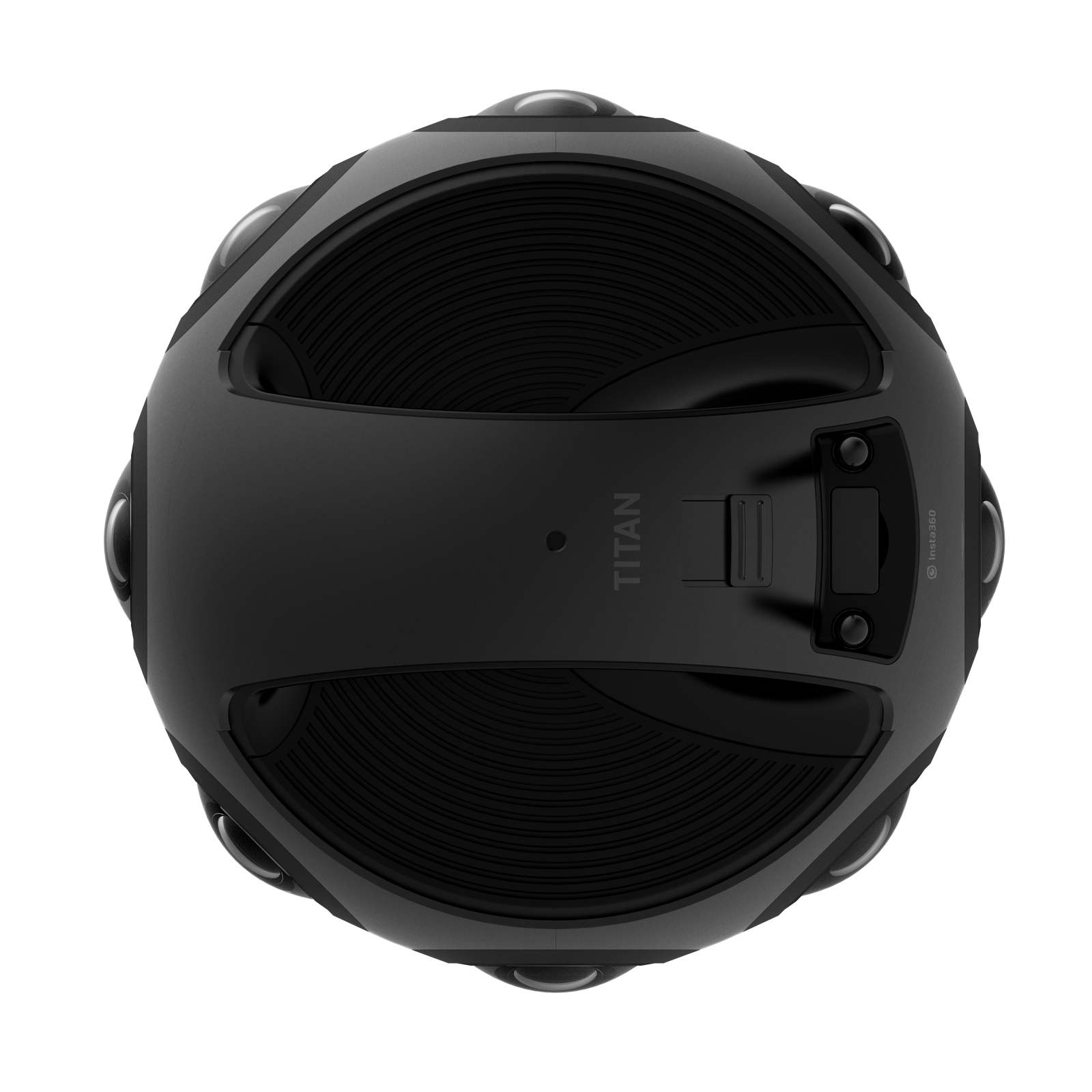 Top-view product illustration of the Insta360 Titan with its surrounding lens array