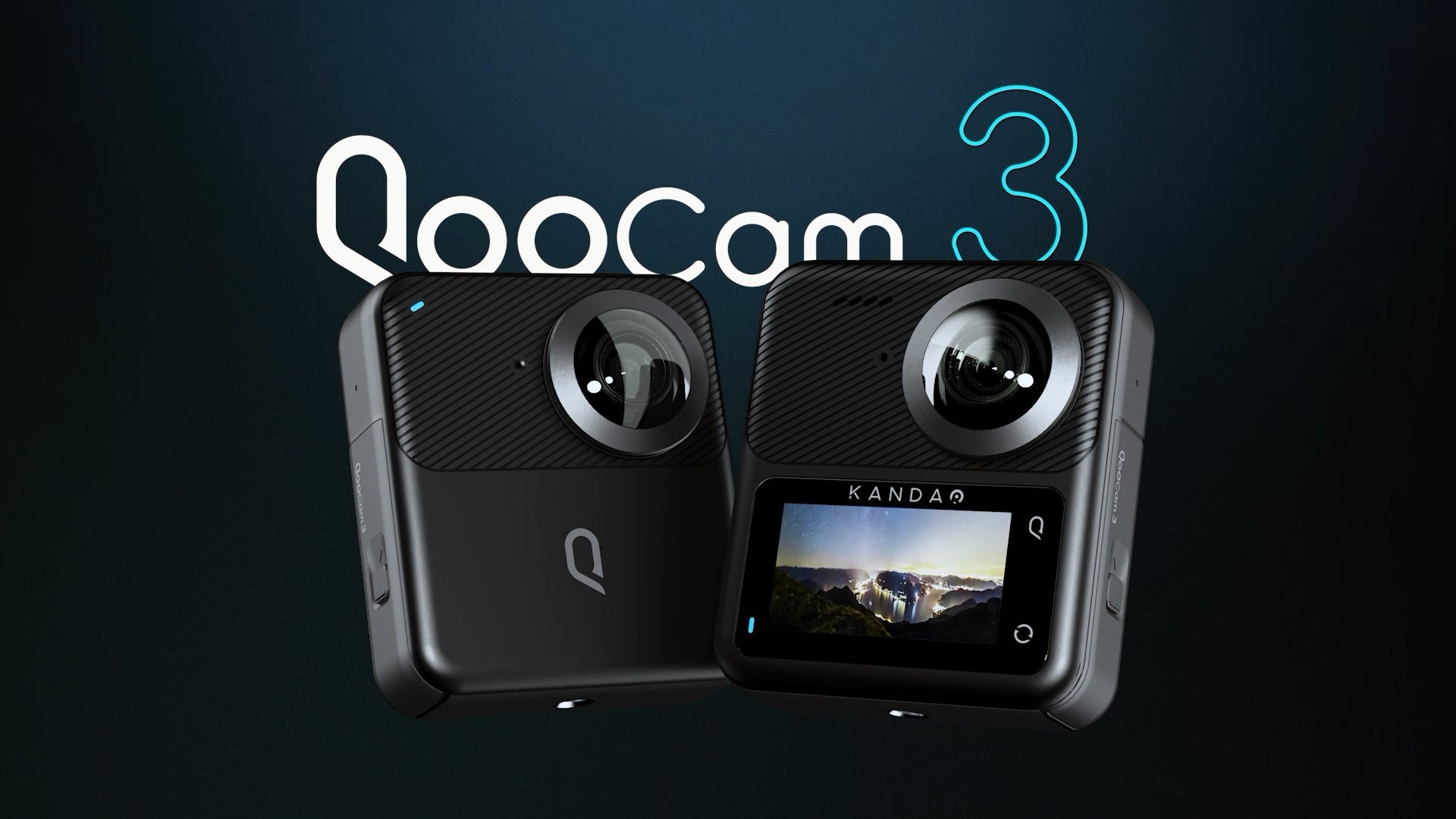 Kandao QooCam 3 manufacturer image showing the lens and touchscreen sides
