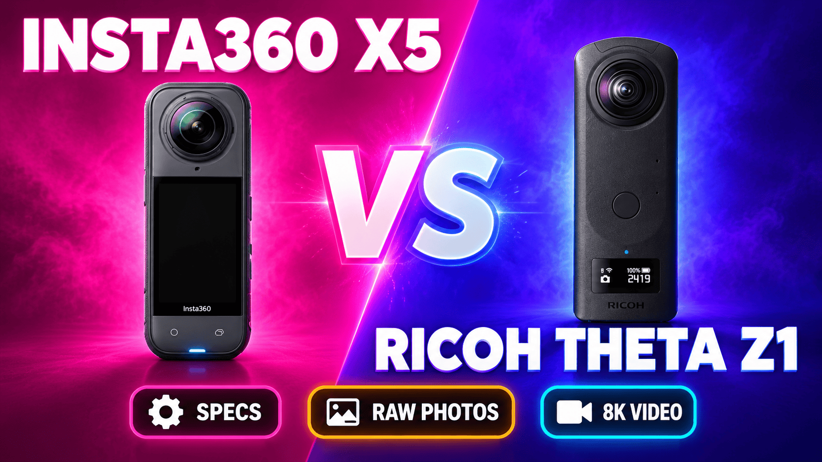 Insta360 X5 vs Ricoh Theta Z1: Specs, RAW Photos and 8K Video