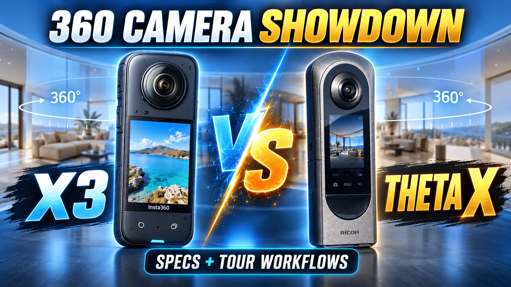 Insta360 X3 vs Ricoh Theta X: Specs and Tour Workflows