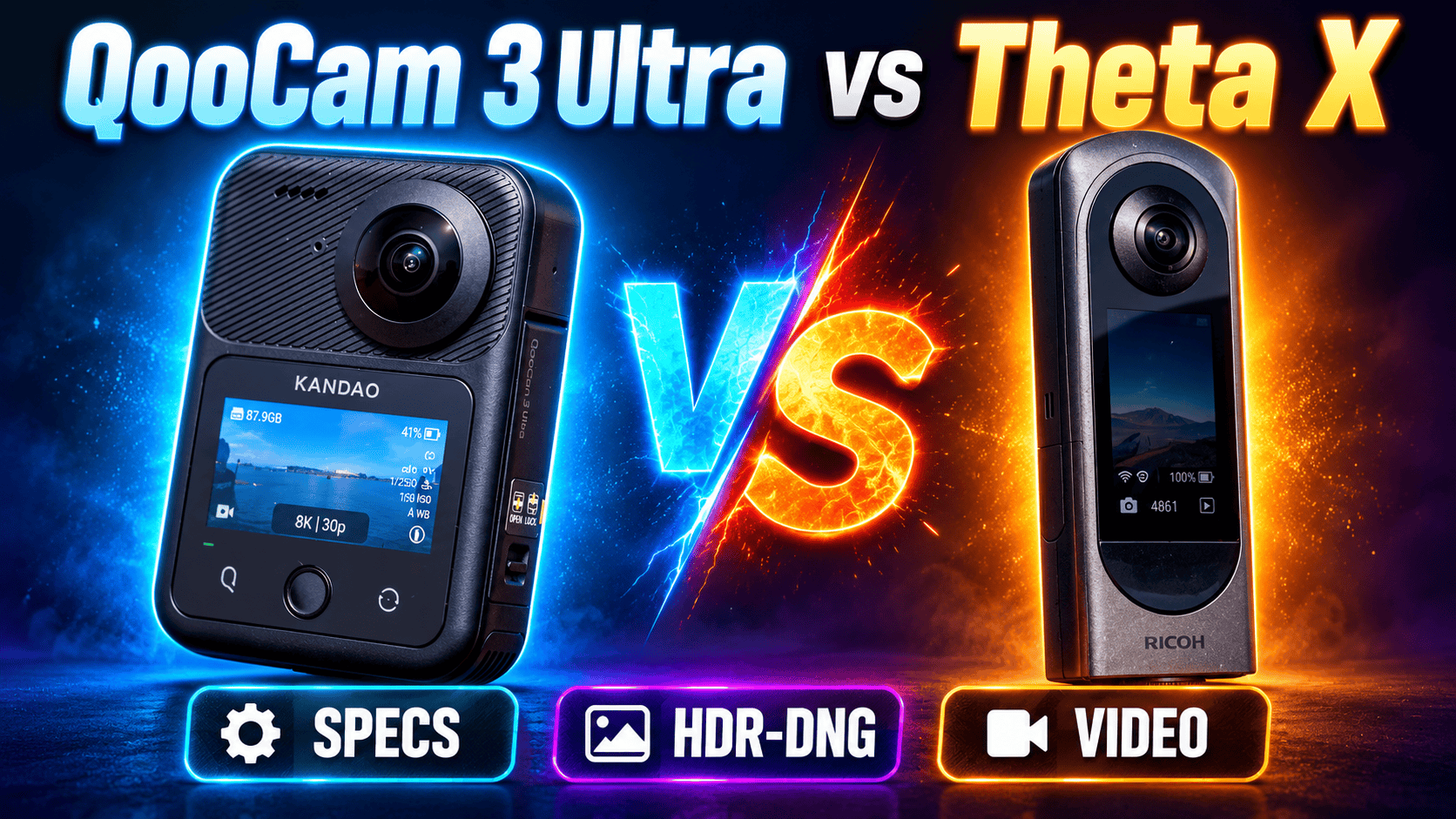 QooCam 3 Ultra vs Ricoh Theta X: Specs, HDR-DNG and Video