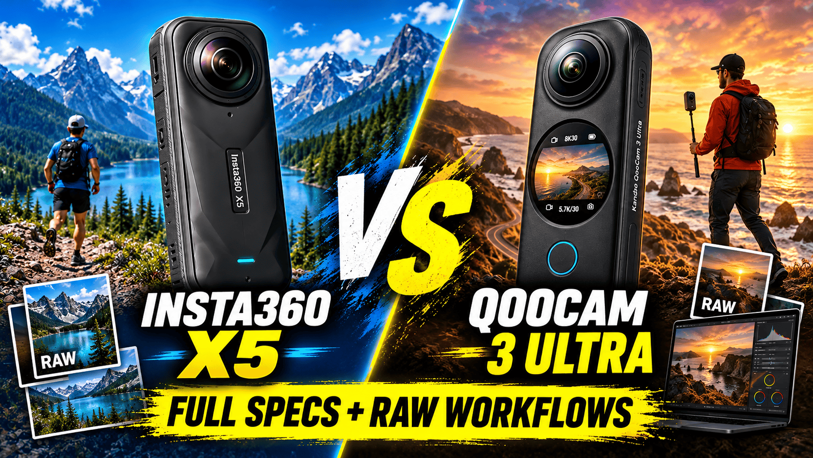 Insta360 X5 vs QooCam 3 Ultra: Full Specs and RAW Workflows