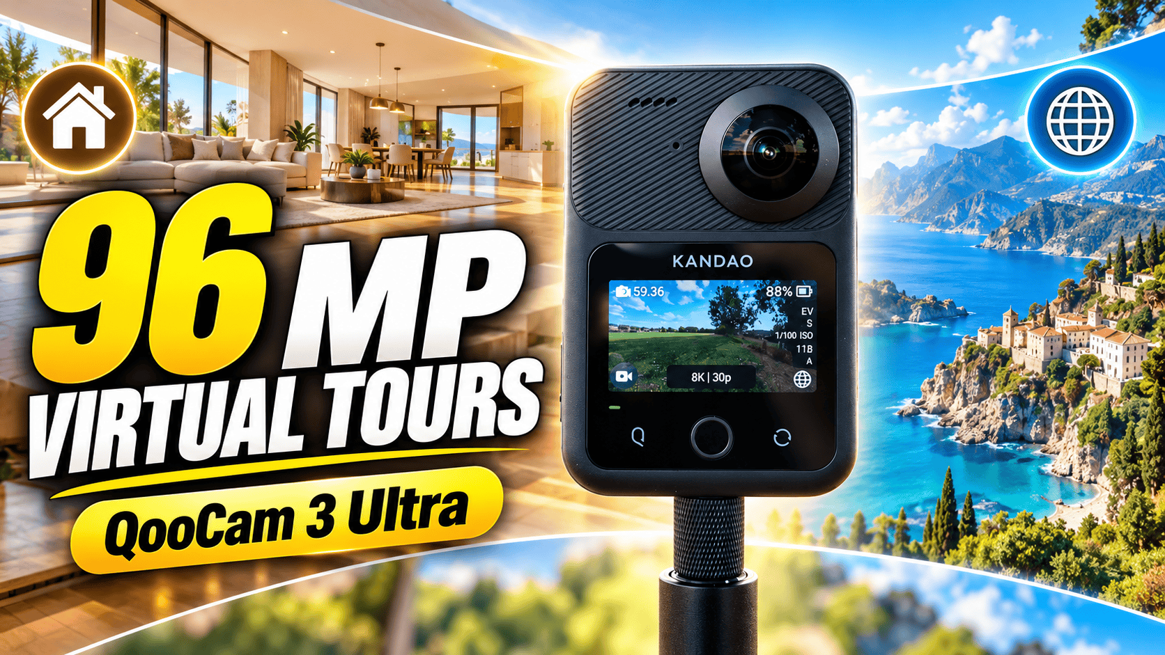 QooCam 3 Ultra: 96 MP Virtual Tours, Real Estate & Travel