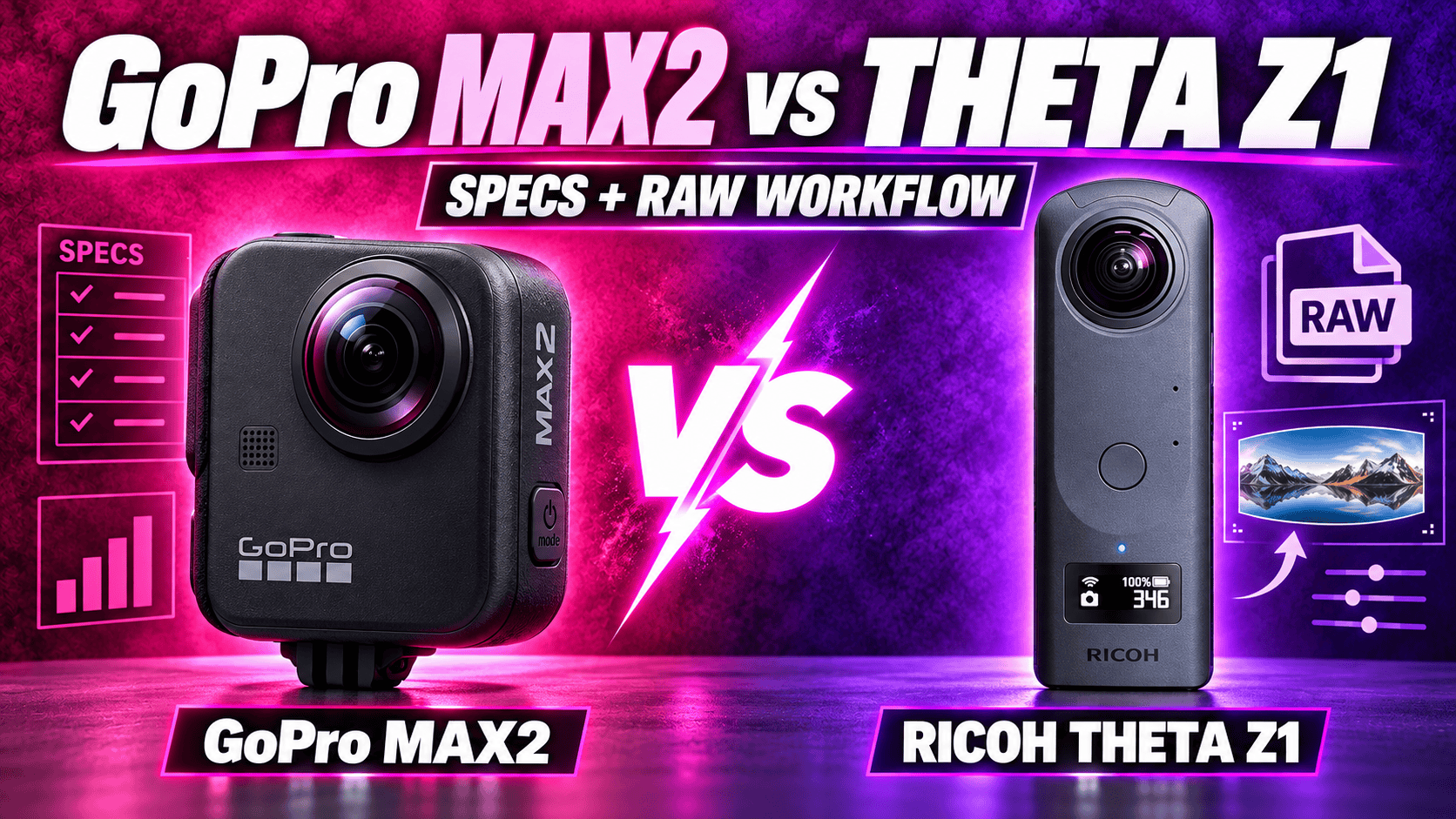 GoPro MAX2 vs Ricoh Theta Z1: Specs and RAW Workflow