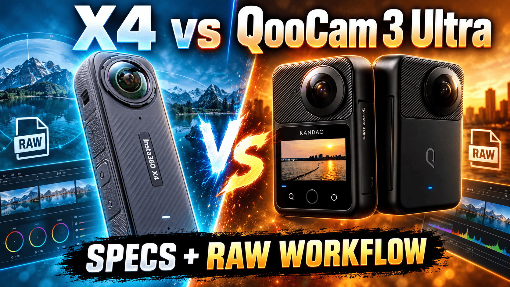Insta360 X4 vs QooCam 3 Ultra: Specs and RAW Workflows