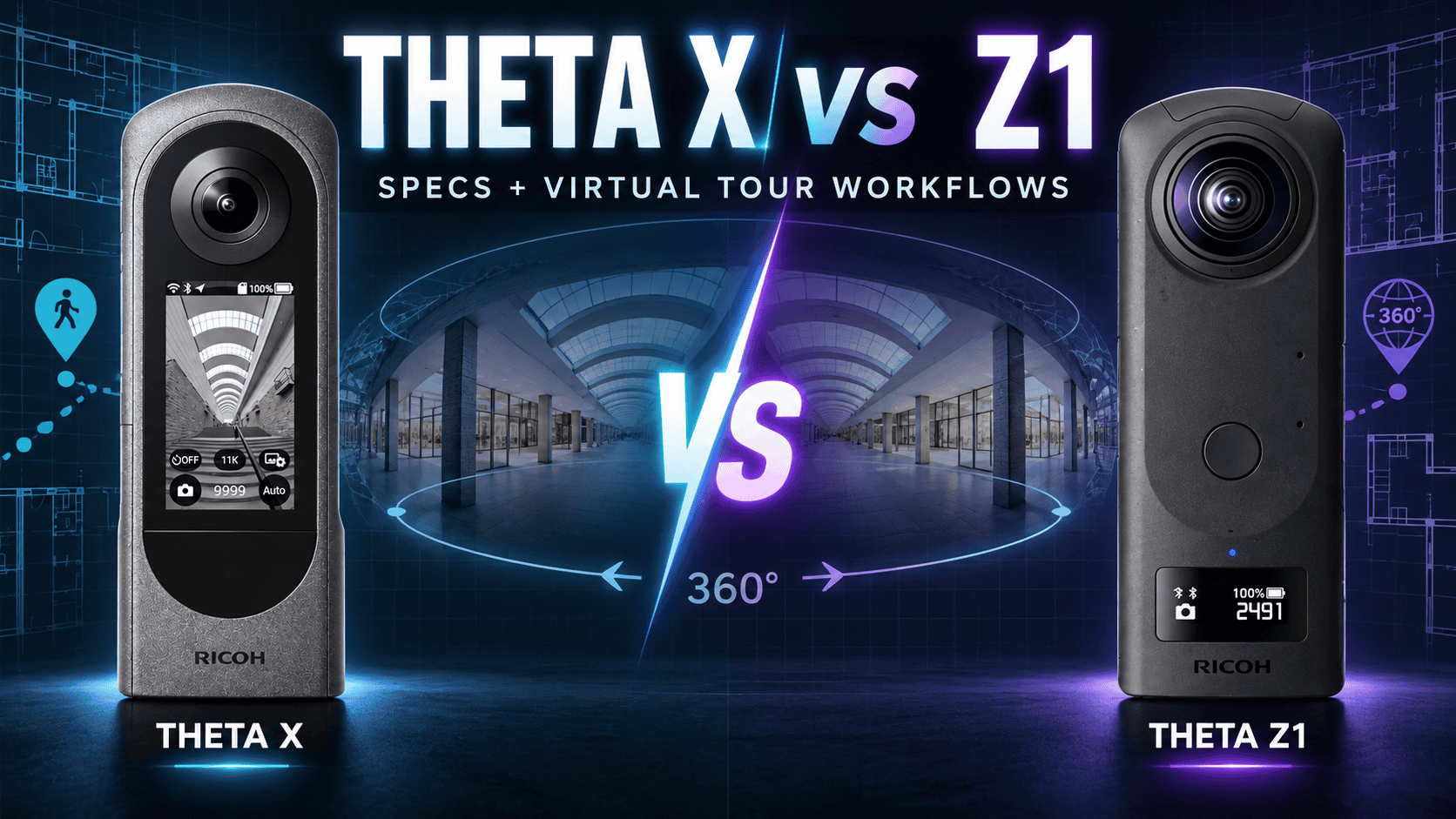 Ricoh Theta X vs Z1: Specifications and Virtual Tour Workflows