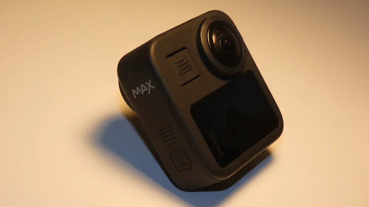 Rear view of the original GoPro MAX 360 camera showing the MAX marking.