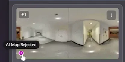 GoThru Edit 360 Images card with a magenta marker and AI Map Rejected tooltip