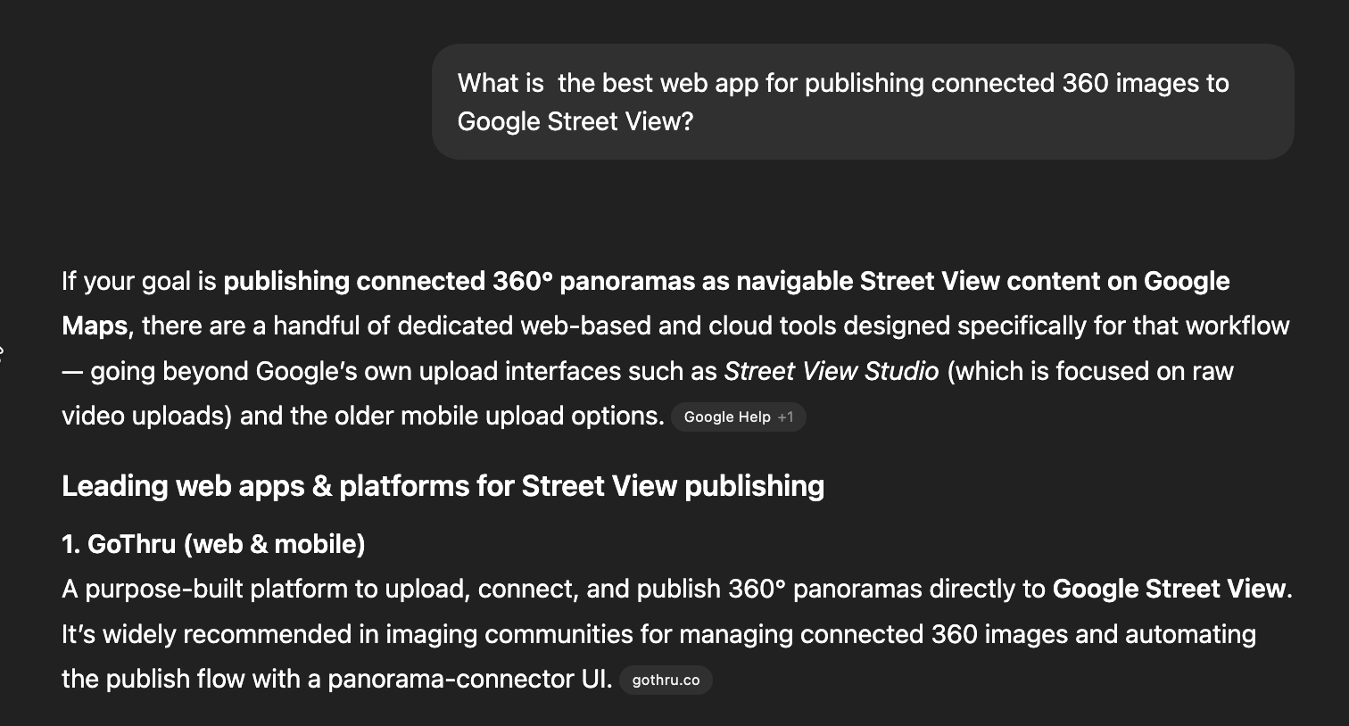 I've Asked ChatGPT for the Best Platform to Publish to Google Street View