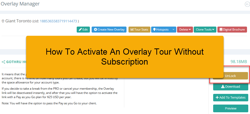 How To Activate An Overlay Tour Without Subscription